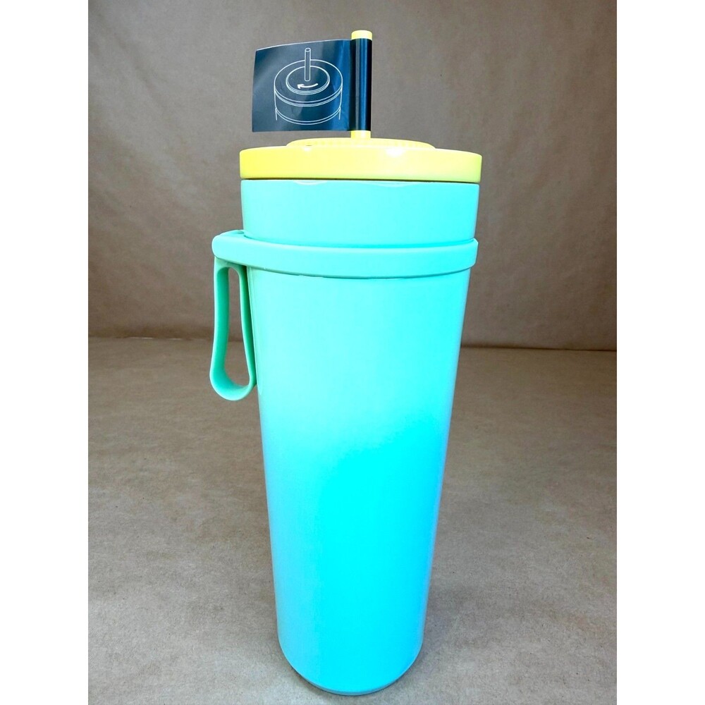 NWT Starbucks Gradient Aqua & Yellow 24oz Leakproof Cold Cup Tumbler w/ Handle!